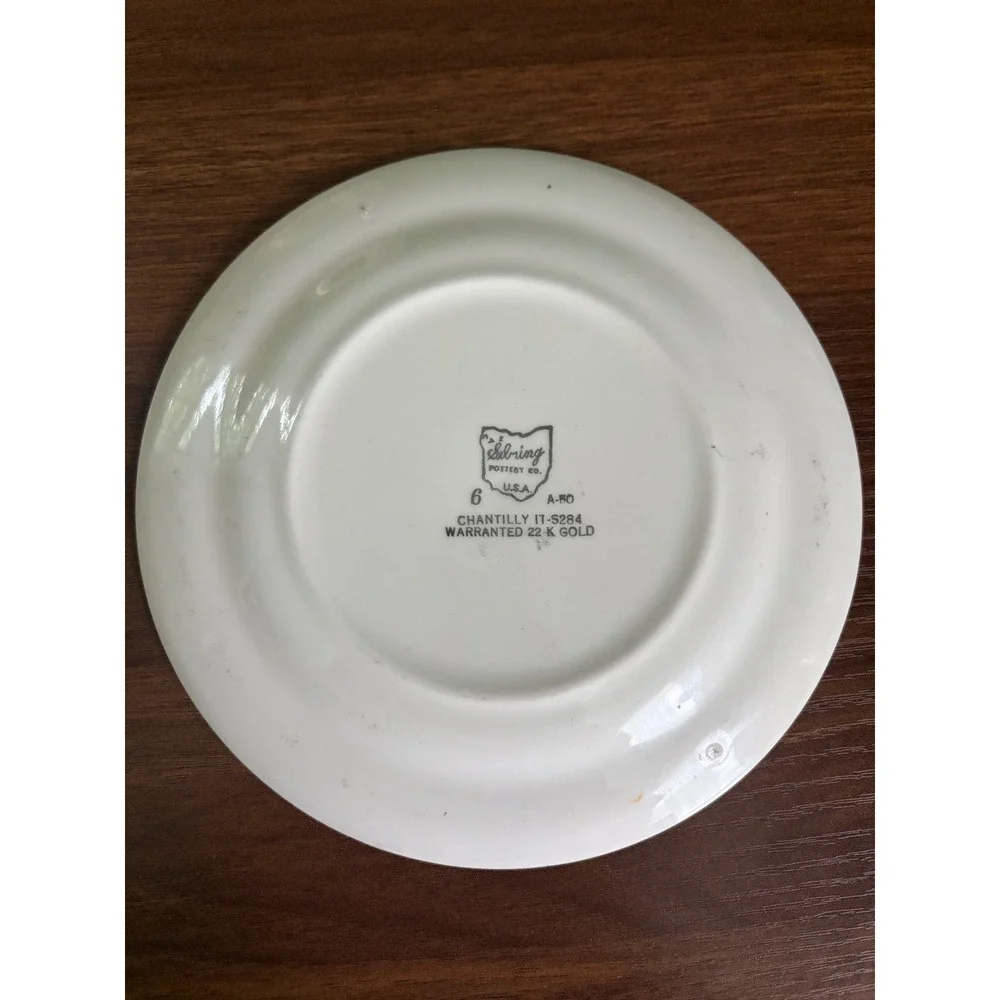 Set of 2 Sebring Pottery Chantilly Plates, Fragonard Courting Couple, 22K Gold